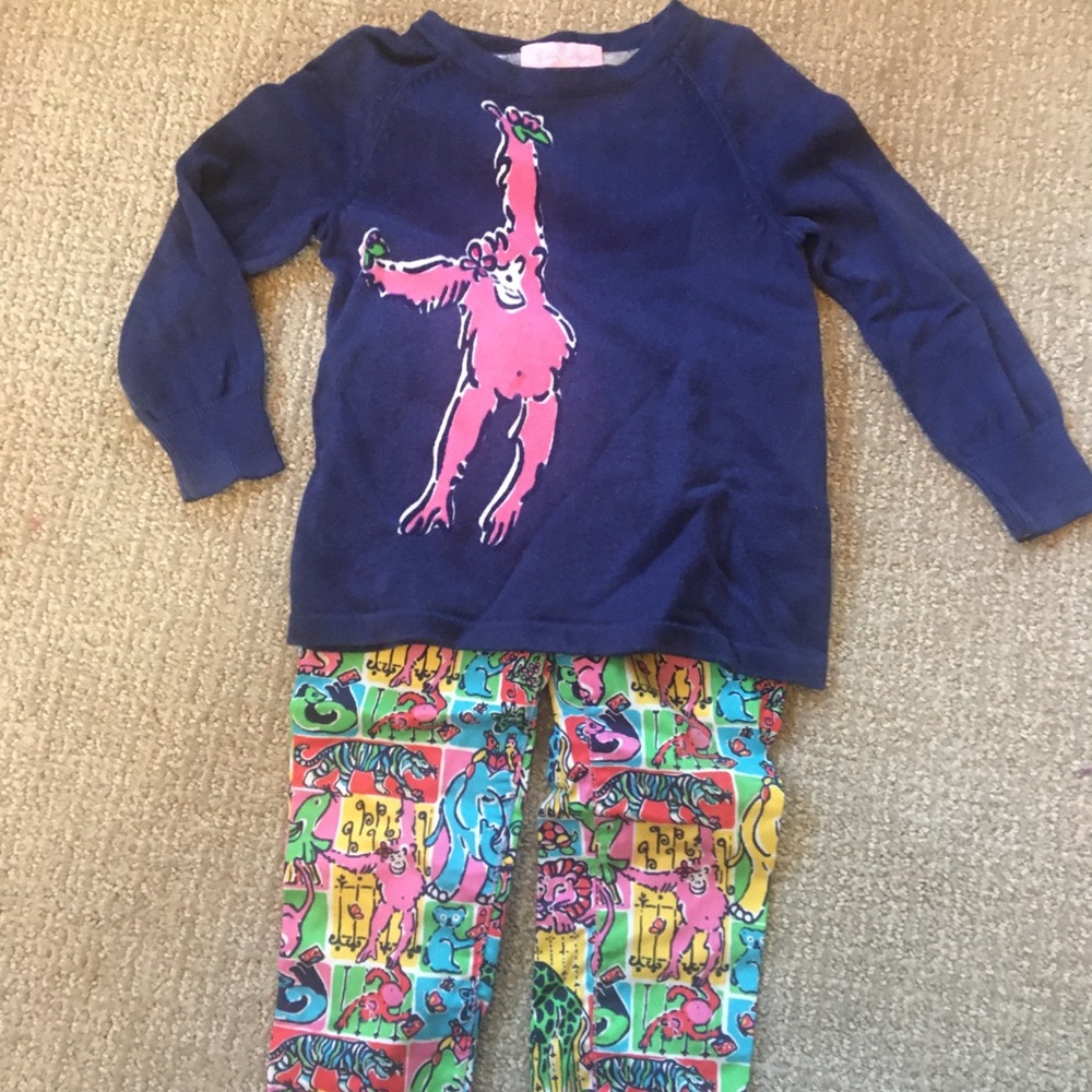 Lily Pulitzer sweater and pants. Size xs(2-3)